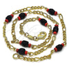 Gargantilla Elegante 03.64.0132.18 Oro Laminado, con Negro Cristal, Pulido, Tono Dorado (03 MM Thickness, 18 Inches Length)