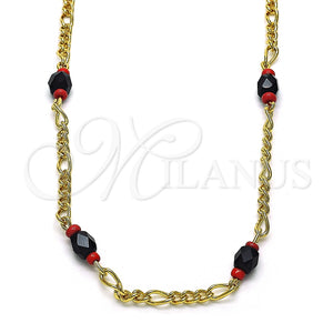 Gargantilla Elegante 03.64.0132.18 Oro Laminado, con Negro Cristal, Pulido, Tono Dorado (03 MM Thickness, 18 Inches Length)