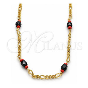 Gargantilla Elegante 03.64.0132.18 Oro Laminado, con Cristal Negro, Pulido, Tono Dorado (Grosor 03 MM, 18 Pulgadas de Largo)