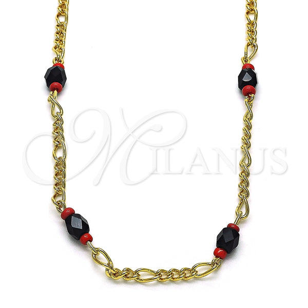 Gargantilla Elegante 03.64.0132.18 Oro Laminado, con Negro Cristal, Pulido, Tono Dorado (03 MM Thickness, 18 Inches Length)