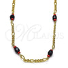 Gargantilla Elegante 03.64.0132.18 Oro Laminado, con Negro Cristal, Pulido, Tono Dorado (03 MM Thickness, 18 Inches Length)