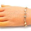 Pulsera Elegante 03.326.0025.07 Oro Laminado, Diseño de Elefante y Paperclip, Pulido, Tono Dorado (06 MM Thickness, 7 Inches Length)