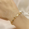 Pulsera Elegante 03.326.0025.07 Oro Laminado, Diseño de Elefante y Paperclip, Pulido, Tono Dorado (06 MM Thickness, 7 Inches Length)