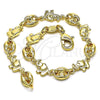 Pulsera Elegante 03.326.0025.07 Oro Laminado, Diseño de Elefante y Paperclip, Pulido, Tono Dorado (06 MM Thickness, 7 Inches Length)