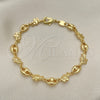Pulsera Elegante 03.326.0025.07 Oro Laminado, Diseño de Elefante y Paperclip, Pulido, Tono Dorado (06 MM Thickness, 7 Inches Length)