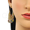 Arete Largo 02.380.0103.2 Oro Laminado, Diseño de Elefante y Ojo Griego, con Blanca and Negro Cristal, Resinado Multicolor, Tono Dorado