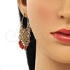 Arete Largo 02.380.0104.2 Oro Laminado, Diseño de Tortuga y Ojo Griego, con Blanca and Negro Cristal, Resinado Multicolor, Tono Dorado