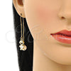 Arete Violador 02.380.0105 Oro Laminado, Diseño de Niñito Pequeño y Corazón, con Blanca Zirconia Cubica, Pulido, Tono Dorado