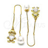 Arete Violador 02.380.0105 Oro Laminado, Diseño de Niñito Pequeño y Corazón, con Blanca Zirconia Cubica, Pulido, Tono Dorado