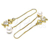 Arete Violador 02.380.0105 Oro Laminado, Diseño de Niñito Pequeño y Corazón, con Blanca Zirconia Cubica, Pulido, Tono Dorado