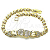 Pulsera Elegante 03.283.0168.08 Oro Laminado, Diseño de Corazón, con Blanca Micro Pave, Pulido, Tono Dorado (05 MM Thickness, 8 Inches Length)