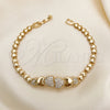 Pulsera Elegante 03.283.0168.08 Oro Laminado, Diseño de Corazón, con Blanca Micro Pave, Pulido, Tono Dorado (05 MM Thickness, 8 Inches Length)
