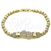 Pulsera Elegante 03.283.0168.08 Oro Laminado, Diseño de Corazón, con Blanca Micro Pave, Pulido, Tono Dorado (05 MM Thickness, 8 Inches Length)