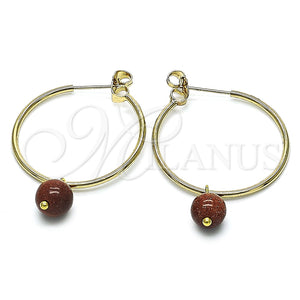 Argolla Mediana 02.63.2744.30 Oro Laminado, con Onix Negro Goldstone Venturina, Pulido, Tono Dorado