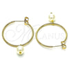 Argolla Mediana 02.63.2744.1.30 Oro Laminado, con Marfil Perla, Pulido, Tono Dorado