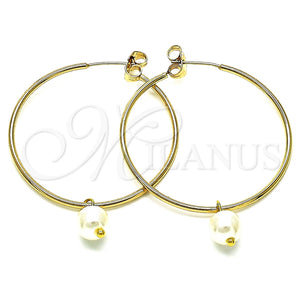 Argolla Mediana 02.63.2744.1.40 Oro Laminado, con Marfil Perla, Pulido, Tono Dorado