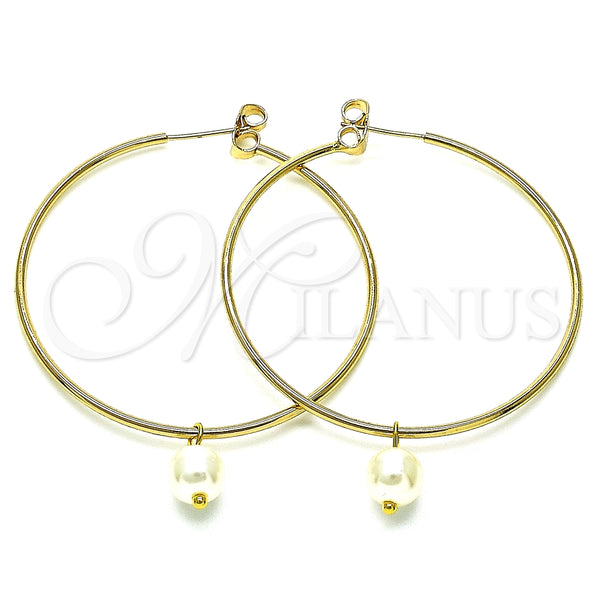 Argolla Grande 02.63.2744.1.50 Oro Laminado, con Marfil Perla, Pulido, Tono Dorado