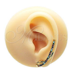 Earcuff 02.210.0674 Oro Laminado, con Multicolor Micro Pave and Granate Zirconia Cubica, Pulido, Tono Dorado