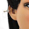 Earcuff 02.213.0371 Oro Laminado, Diseño de Llave, con Blanca Zirconia Cubica, Pulido, Tono Dorado