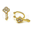 Earcuff 02.213.0371 Oro Laminado, Diseño de Llave, con Blanca Zirconia Cubica, Pulido, Tono Dorado