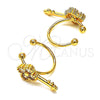 Earcuff 02.213.0371 Oro Laminado, Diseño de Llave, con Blanca Zirconia Cubica, Pulido, Tono Dorado