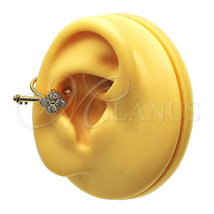 Earcuff 02.213.0371 Oro Laminado, Diseño de Llave, con Blanca Zirconia Cubica, Pulido, Tono Dorado