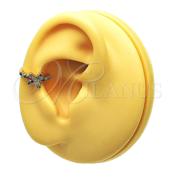 Earcuff 02.213.0376.1 Oro Laminado, Diseño de Mariposa, con Multicolor Micro Pave, Pulido, Tono Dorado
