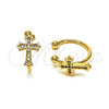 Earcuff 02.213.0377 Oro Laminado, Diseño de Cruz, con Blanca Micro Pave, Pulido, Tono Dorado