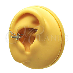 Earcuff 02.213.0377 Oro Laminado, Diseño de Cruz, con Blanca Micro Pave, Pulido, Tono Dorado