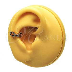 Earcuff 02.213.0379 Oro Laminado, Diseño de Infinito, con Multicolor Micro Pave, Pulido, Tono Dorado