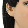 Earcuff 02.213.0380 Oro Laminado, Diseño de Cereza, con Rosado and Verde Zirconia Cubica, Pulido, Tono Dorado