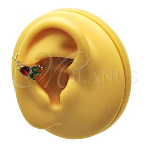 Earcuff 02.213.0381 Oro Laminado, Diseño de Fresa, con Granate and Verde Zirconia Cubica, Pulido, Tono Dorado