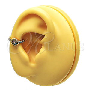Earcuff 02.213.0383 Oro Laminado, Diseño de Corazón, con Multicolor Micro Pave, Pulido, Tono Dorado