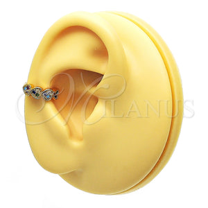 Earcuff 02.213.0384 Oro Laminado, Diseño de Corazón, con Multicolor Micro Pave, Pulido, Tono Dorado