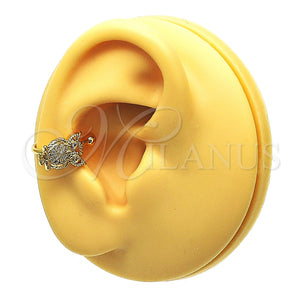 Earcuff 02.213.0394 Oro Laminado, Diseño de Búho, con Blanca Micro Pave, Pulido, Tono Dorado