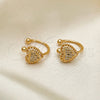 Earcuff 02.213.0395 Oro Laminado, Diseño de Corazón, con Blanca Micro Pave, Pulido, Tono Dorado