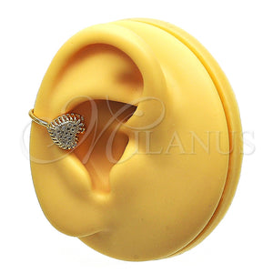 Earcuff 02.213.0395 Oro Laminado, Diseño de Corazón, con Blanca Micro Pave, Pulido, Tono Dorado