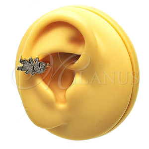 Earcuff 02.213.0397 Oro Laminado, Diseño de Niñita Pequeña, con Blanca Micro Pave, Pulido, Tono Dorado