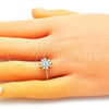 Anillo Elegante 01.213.0020 Oro Laminado, Diseño de Ojo Griego y Sol, Esmaltado Azul claro, Tono Dorado (One size fits all)