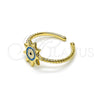 Anillo Elegante 01.213.0020 Oro Laminado, Diseño de Ojo Griego y Sol, Esmaltado Azul claro, Tono Dorado (One size fits all)