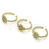 Anillo Elegante 01.213.0020 Oro Laminado, Diseño de Ojo Griego y Sol, Esmaltado Azul claro, Tono Dorado (One size fits all)