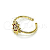 Anillo Elegante 01.213.0020.1 Oro Laminado, Diseño de Ojo Griego y Sol, Esmaltado Rojo, Tono Dorado (One size fits all)