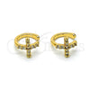 Earcuff 02.210.0675 Oro Laminado, Diseño de Cruz, con Blanca Micro Pave, Pulido, Tono Dorado