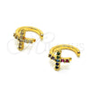 Earcuff 02.210.0675 Oro Laminado, Diseño de Cruz, con Blanca Micro Pave, Pulido, Tono Dorado