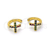 Earcuff 02.210.0675.1 Oro Laminado, Diseño de Cruz, con Multicolor Micro Pave, Pulido, Tono Dorado