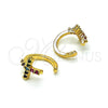 Earcuff 02.210.0675.1 Oro Laminado, Diseño de Cruz, con Multicolor Micro Pave, Pulido, Tono Dorado