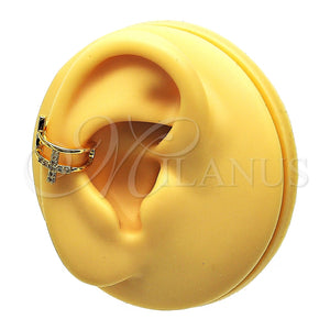 Earcuff 02.210.0676 Oro Laminado, Diseño de Cruz, con Blanca Micro Pave, Pulido, Tono Dorado