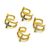 Earcuff 02.210.0676 Oro Laminado, Diseño de Cruz, con Blanca Micro Pave, Pulido, Tono Dorado