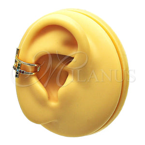 Earcuff 02.210.0676.1 Oro Laminado, Diseño de Cruz, con Multicolor Micro Pave, Pulido, Tono Dorado