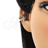 Earcuff 02.210.0677.1 Oro Laminado, con Multicolor Micro Pave and Turquoise Zirconia Cubica, Pulido, Tono Dorado